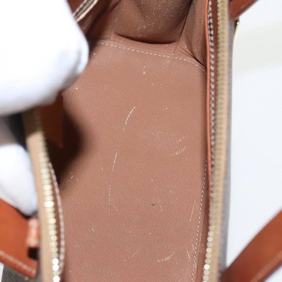 CELINE Macadam Canvas Hand Bag PVC Leather 2way Brown Gold Auth 102157 - Picture 10 of 16